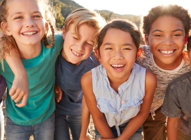 Kids with Invisalign and braces smiling